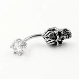 Skull Belly Ring 925 Sterling Silver Navel Piercing Gothic Body Jewelry