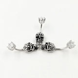 Skull Belly Ring 925 Sterling Silver Navel Piercing Gothic Body Jewelry