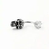 Skull Belly Ring 925 Sterling Silver Navel Piercing Gothic Body Jewelry