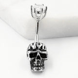 Skull Belly Ring 925 Sterling Silver Navel Piercing Gothic Body Jewelry
