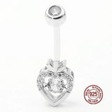 Sparkling Zircon Charms Navel Piercing Rings 925 Sterling Silver Belly Button