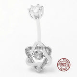 Sparkling Zircon Charms Navel Piercing Rings 925 Sterling Silver Belly Button