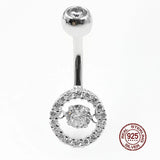 Sparkling Zircon Charms Navel Piercing Rings 925 Sterling Silver Belly Button