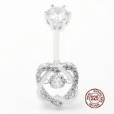 Sparkling Zircon Charms Navel Piercing Rings 925 Sterling Silver Belly Button