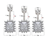 Square Zircon Navel Piercing 925 Sterling Silver Belly Button Rings Women
