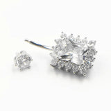 Square Zircon Navel Piercing 925 Sterling Silver Belly Button Rings Women