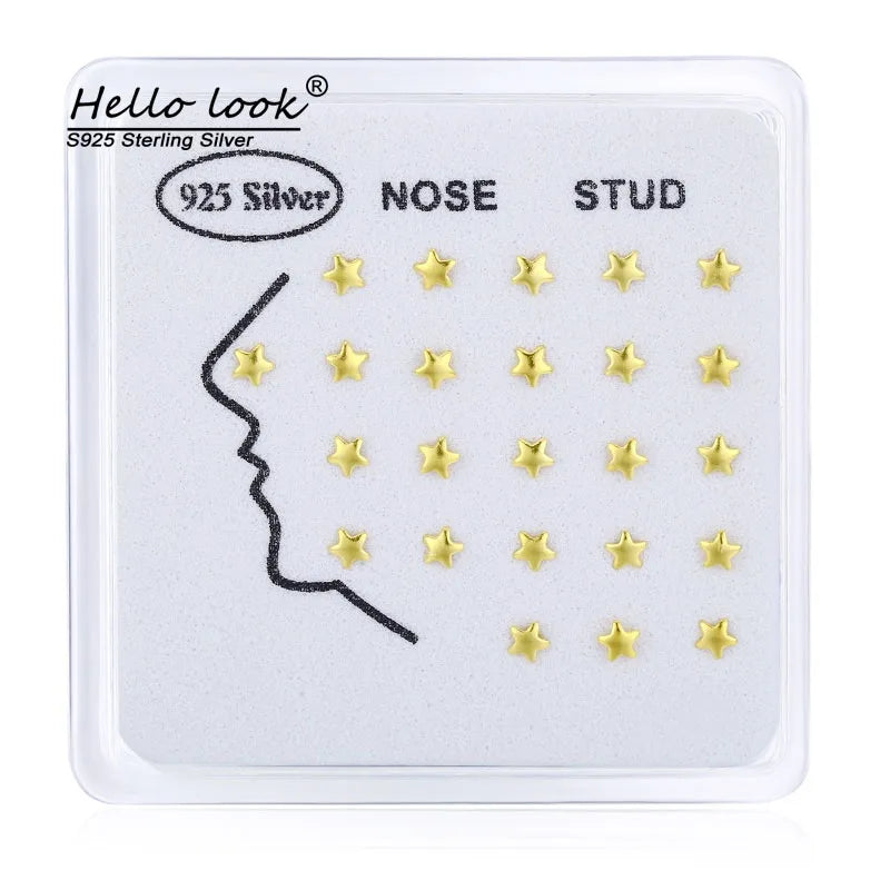 Star Nose Piercing Studs Set 925 Sterling Silver Body Jewelry