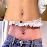 925 Silver Swinging Zircon Charms Belly Button Ring