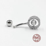 925 Silver Swinging Zircon Charms Belly Button Ring