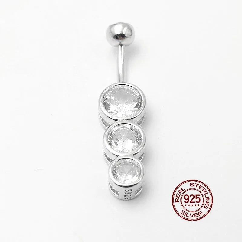 Sexy Zircon Navel Piercing 925 Silver Belly Ring