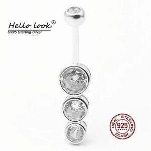Sexy Zircon Navel Piercing 925 Silver Belly Ring