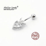 925 Sterling Silver Belly Button Ring with Big Zircon