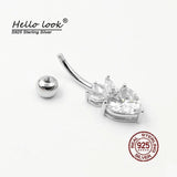 925 Sterling Silver Belly Button Ring with Big Zircon