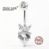 925 Sterling Silver Belly Button Ring with Big Zircon
