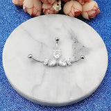 925 Sterling Silver Belly Button Ring with Big Zircon
