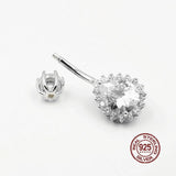 Water Drop Zircon Belly Button Ring 925 Sterling Silver Navel Piercing