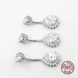 Water Drop Zircon Belly Button Ring 925 Sterling Silver Navel Piercing
