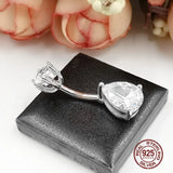Water Drop Zircon Navel Piercing 925 Sterling Silver Belly Ring