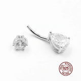 Water Drop Zircon Navel Piercing 925 Sterling Silver Belly Ring