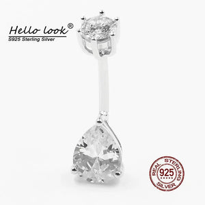Water Drop Zircon Navel Piercing 925 Sterling Silver Belly Ring