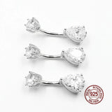 Water Drop Zircon Navel Piercing 925 Sterling Silver Belly Ring