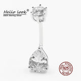 Water Drop Zircon Navel Piercing 925 Sterling Silver Belly Ring