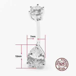 Water Drop Zircon Navel Piercing 925 Sterling Silver Belly Ring