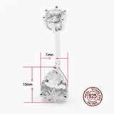 Water Drop Zircon Navel Piercing 925 Sterling Silver Belly Ring