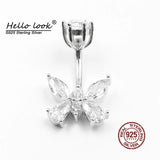 Zircon Butterfly Navel Piercing 925 Sterling Silver Belly Button Ring