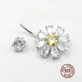 Zircon Daisy Navel Piercing 925 Sterling Silver Belly Buttton Rings