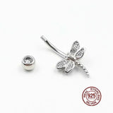 Zircon Dragonfly Navel Piercing 925 Silver Belly Button Ring