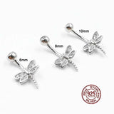 Zircon Dragonfly Navel Piercing 925 Silver Belly Button Ring