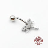 Zircon Dragonfly Navel Piercing 925 Silver Belly Button Ring