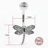 Zircon Dragonfly Navel Piercing 925 Silver Belly Button Ring