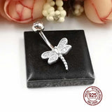 Zircon Dragonfly Navel Piercing 925 Silver Belly Button Ring