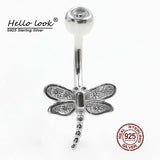 Zircon Dragonfly Navel Piercing 925 Silver Belly Button Ring