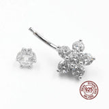 925 Sterling Silver Zircon Flower Navel Ring