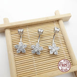 925 Sterling Silver Zircon Flower Navel Ring