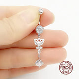 Zircon Butterfly Belly Button Ring 925 Silver Navel Piercing
