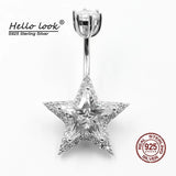 Zircon Star Navel Piercing 925 Sterling Silver Belly Button Ring Women