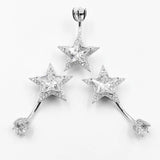 Zircon Star Navel Piercing 925 Sterling Silver Belly Button Ring Women