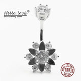 925 Sterling Silver Sunflower Belly Button Ring