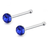 24pcs 925 Sterling Silver Nose Rings Studs Crystal Nose Piercing Ring