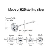 8Pcs 925 Sterling Silver Nose Studs with CZ Zircon Piercing