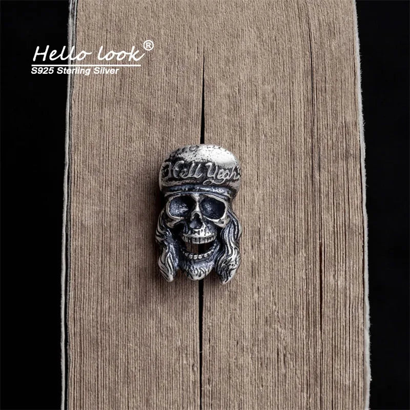 925 Silver Skull Brooch Vintage Style Pin