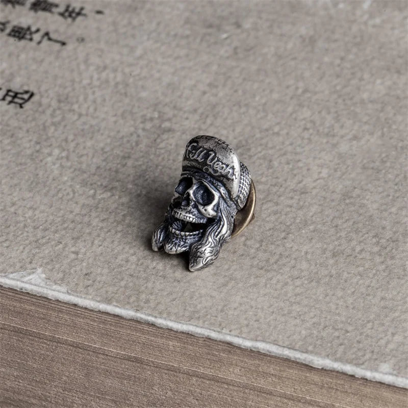 925 Silver Skull Brooch Vintage Style Pin