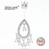 925 Sterling Silver Zircon Tassel Navel Ring