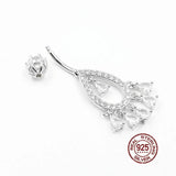 925 Sterling Silver Zircon Tassel Navel Ring