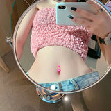 Pink Opal Navel Ring 925 Sterling Silver Belly Botton Ring