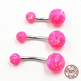 Pink Opal Navel Ring 925 Sterling Silver Belly Botton Ring